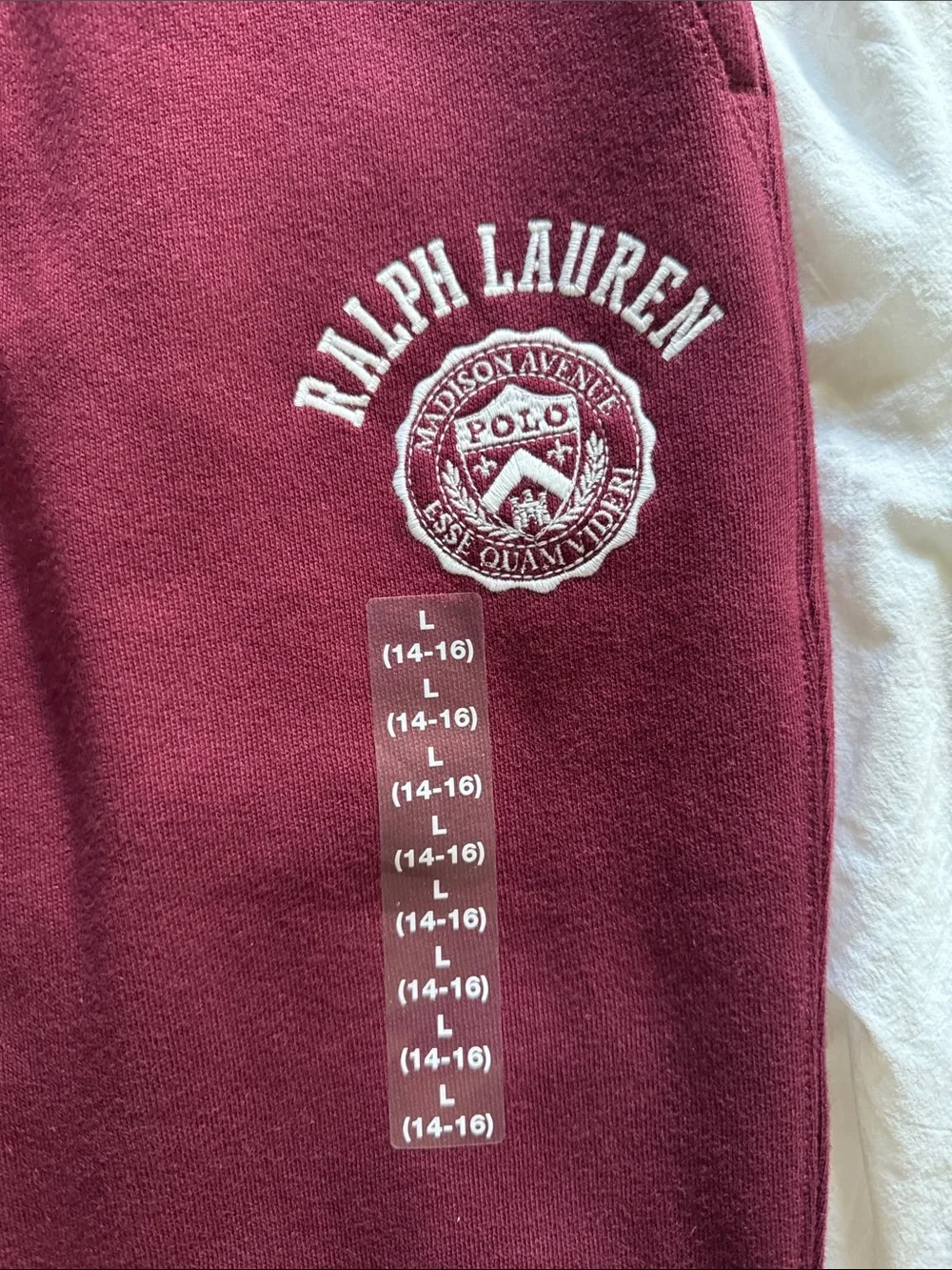 Ralph Lauren Big Boys Maroon Logo Sweat Joggers pants-size L  (14-16) (BNWT)